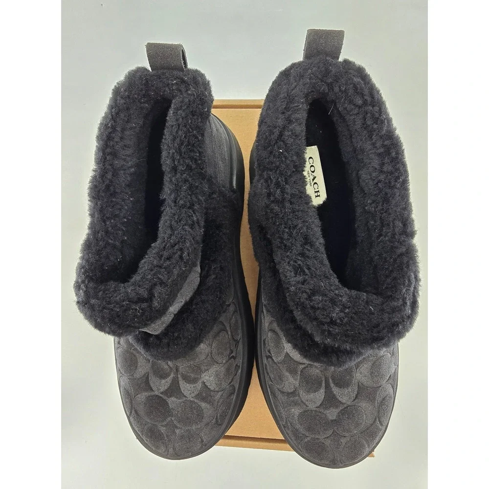 Coach Kellie Platform Bootie Womens Size 8 Black Signature Shearling - Excellent